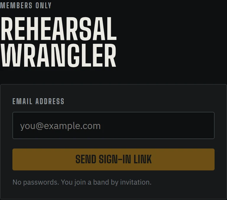 The sign-in screen. One field, no password.